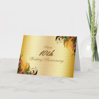 Carte Anniversaire de mariage heureux floral en métal
