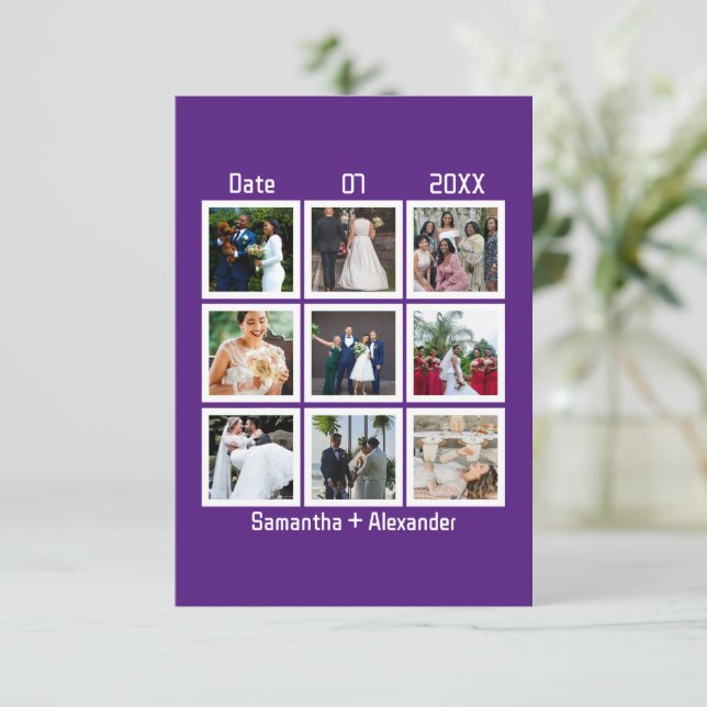 Carte Anniversaire de mariage personnalisé moderne 9 pho (Debout devant)
