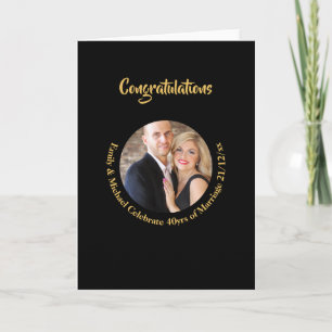 Carte ANNIVERSAIRE de mariage quelconque Marbre noir or