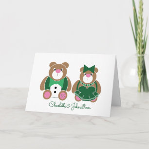Carte Anniversaire de mariage vert d'ours de nounours