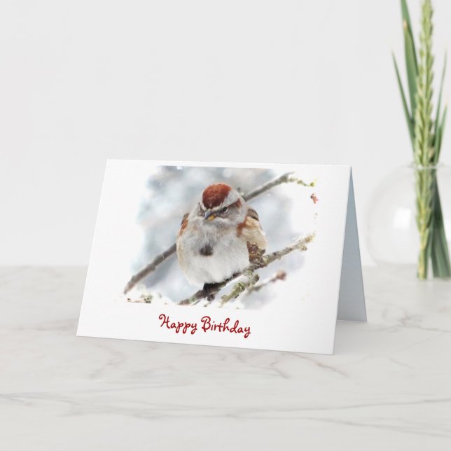 Carte Anniversaire de moineau d'arbre (Devant)