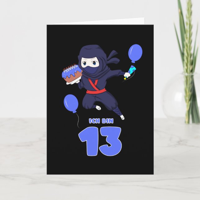 Carte ANNIVERSAIRE DE NINJA 13 13e anniversaire Boy Comi (Devant)