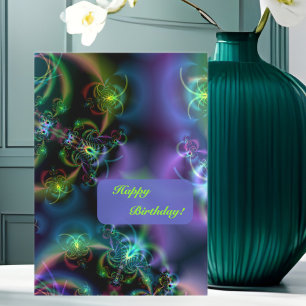 Carte Anniversaire de papillons de fractale joyeux