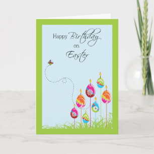 Carte Anniversaire de Pâques avec oeufs et bougies