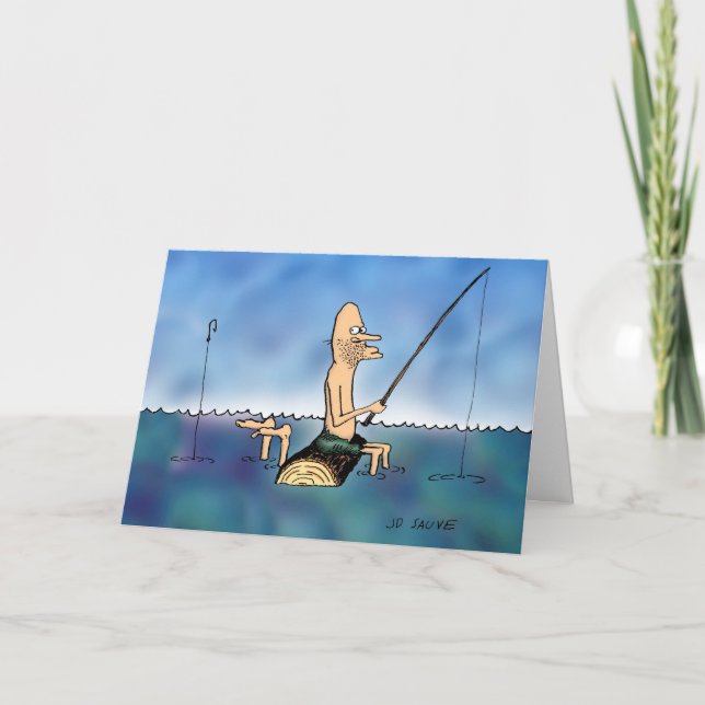 Carte Anniversaire de pêche de jour étrange (Devant)