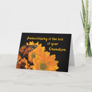 Carte Anniversaire de Perte de Petit-Fils Papillons Tour