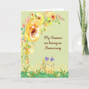 Carte Anniversaire de Pet Cat Fleurs Jaunes
