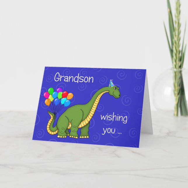 Carte Anniversaire de petit-fils de dinosaure (Devant)