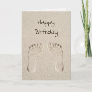 Carte Anniversaire de pieds nus dans le sable de plage