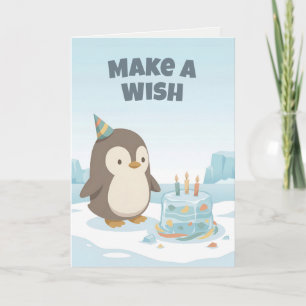 Carte Anniversaire de pingouin   Fais un vœu   Anniversa