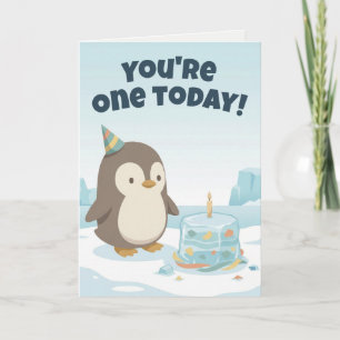 Carte Anniversaire de pingouin   Premier anniversaire pe