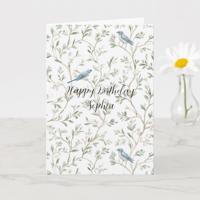Carte Anniversaire de Pretty Blue Birds (Petite plante)