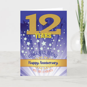 Carte Anniversaire de récupération de 12 ans chiffre gra