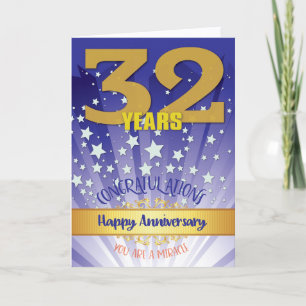 Carte Anniversaire de récupération de 32 ans chiffre gra