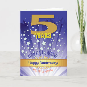 Carte Anniversaire de récupération de 5 ans chiffre gras