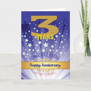 Carte Anniversaire de rétablissement de 3 ans chiffre gr