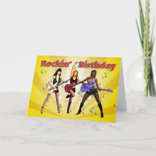 Carte Anniversaire de Rockin avec un groupe de filles