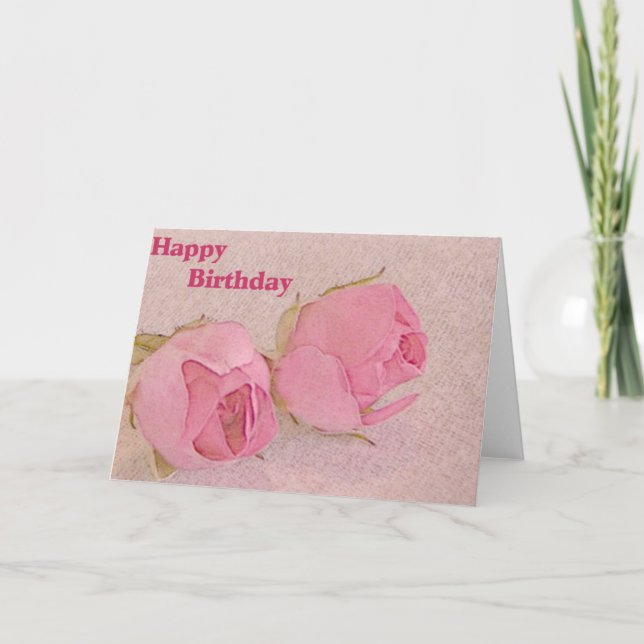Carte Anniversaire de rose de rose (Devant)