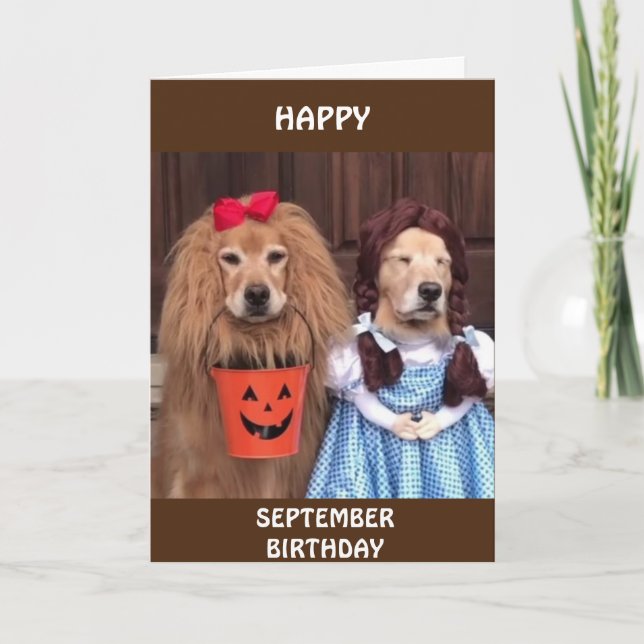 CARTE **ANNIVERSAIRE DE SEPTEMBRE** TOUS HABILLÉS POUR " (Devant)
