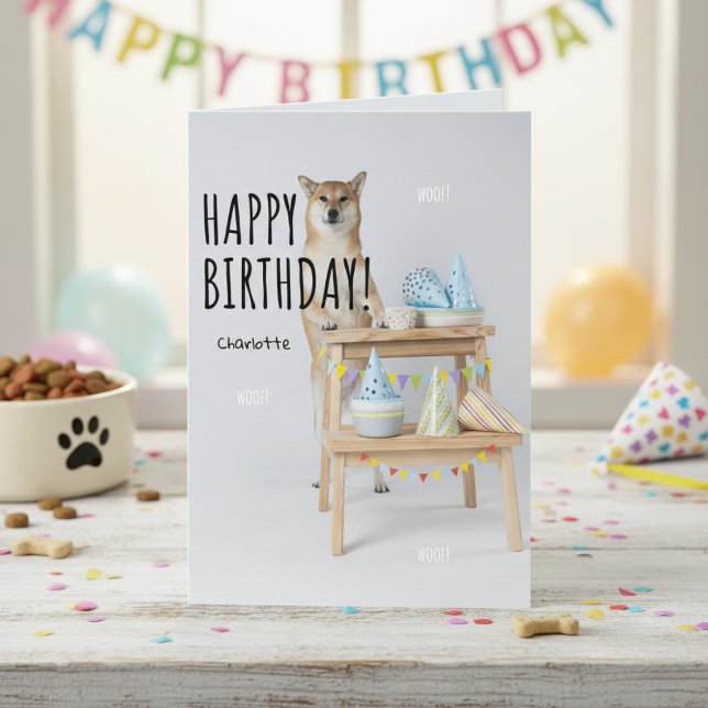 Carte Anniversaire de Shiba Inu 🐶 lâcher la traîne (Shiba Inu Birthday Unleash the Tail-Wagging Card)