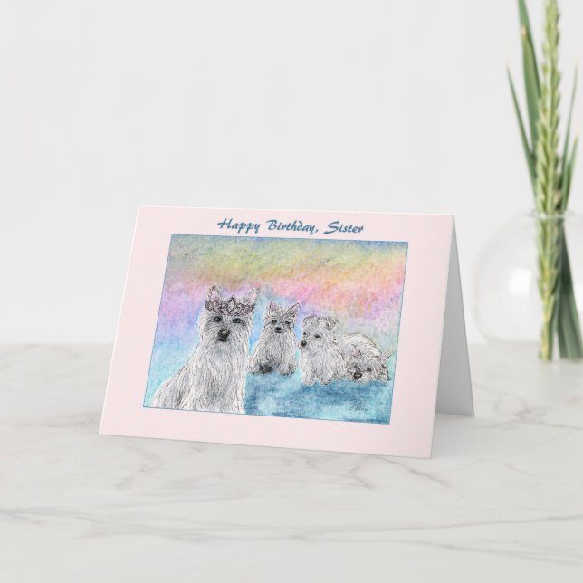 Carte Anniversaire de Sister, chien de terrier de l'oues (Devant)