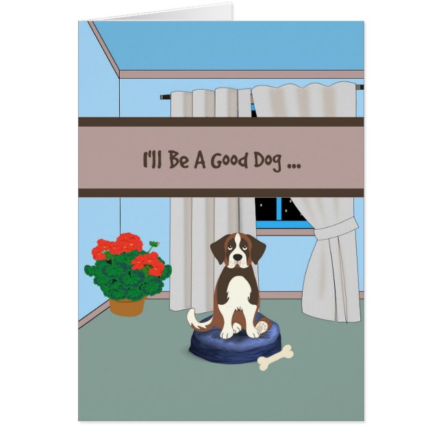 Carte Anniversaire de St. Bernard Chien illustré (Devant)