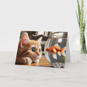 Carte Anniversaire de Tabby Orange à la recherche d'un p