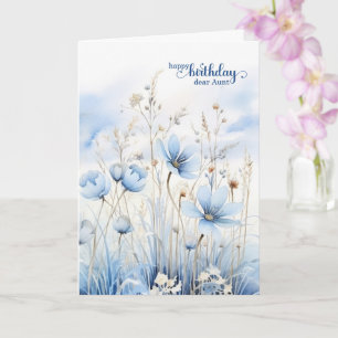 Carte Anniversaire de Tante Fleurs Sauvages Aquarelle Bl