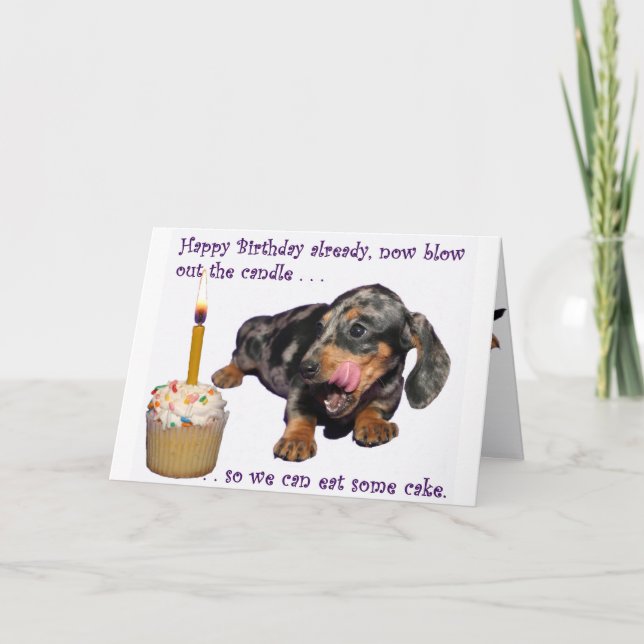 Carte Anniversaire de teckel (Devant)