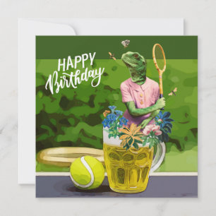 Carte Anniversaire de Tennis avec Bière et raquette à ba