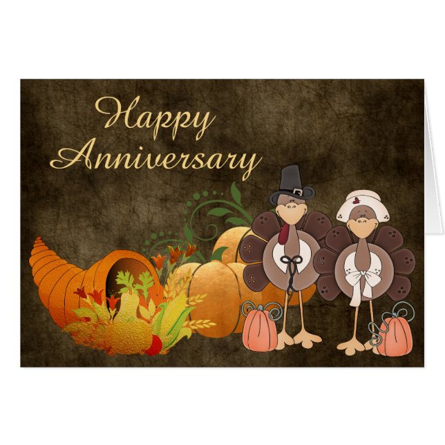Carte Anniversaire de Thanksgiving des Turkeys (Devant horizontal)