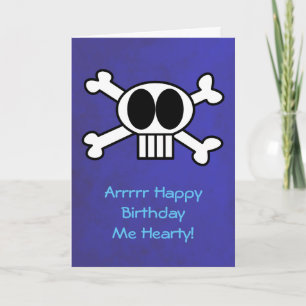 Carte Anniversaire de thème de crâne et de pirate d'os