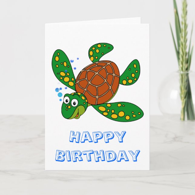 Carte Anniversaire de tortue de mer de plongée (Devant)