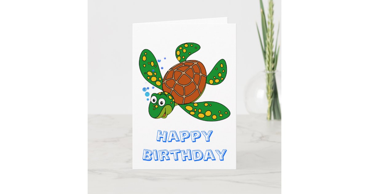 Carte Anniversaire De Tortue De Mer De Plongee Zazzle Ca