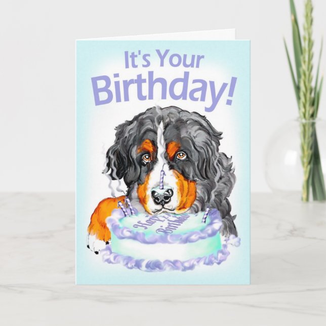 Carte Anniversaire de visage de gâteau de chien de (Devant)