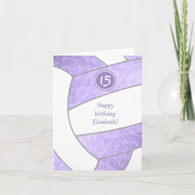 Carte anniversaire de volley-ball violet (Devant)