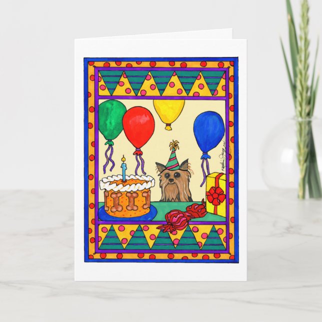 CARTE ANNIVERSAIRE DE YORKIE (Devant)