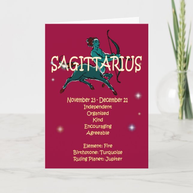 Carte Anniversaire de zodiaque de Sagittaire (Devant)
