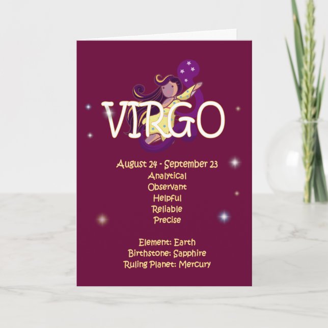 Carte Anniversaire de zodiaque de Vierge (Devant)