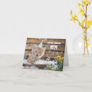 Carte Anniversaire des 11 ans Kitty mignonne et drôle da