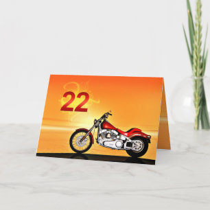 Carte Anniversaire des 22 ans Moto coucher de soleil