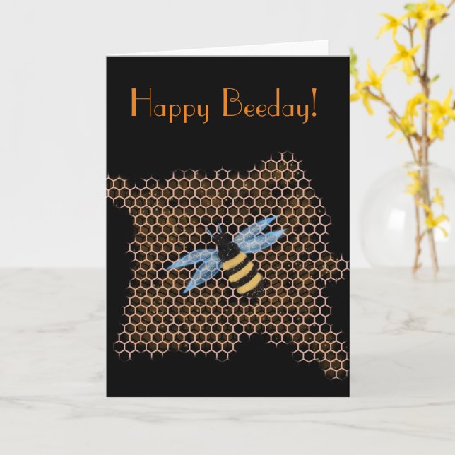 Carte Anniversaire des abeilles de miel (Fleur jaune)