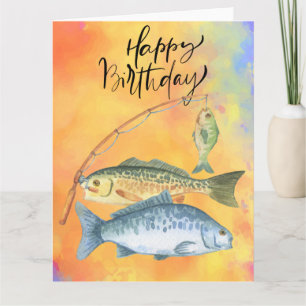 Carte Anniversaire des amoureux de la pêche avec de l'aq