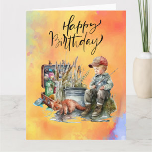 Carte Anniversaire des amoureux de la pêche avec de l'aq