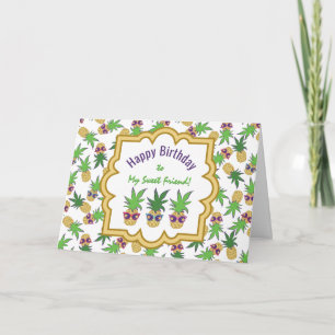 Carte Anniversaire des ananas avec lunettes de soleil