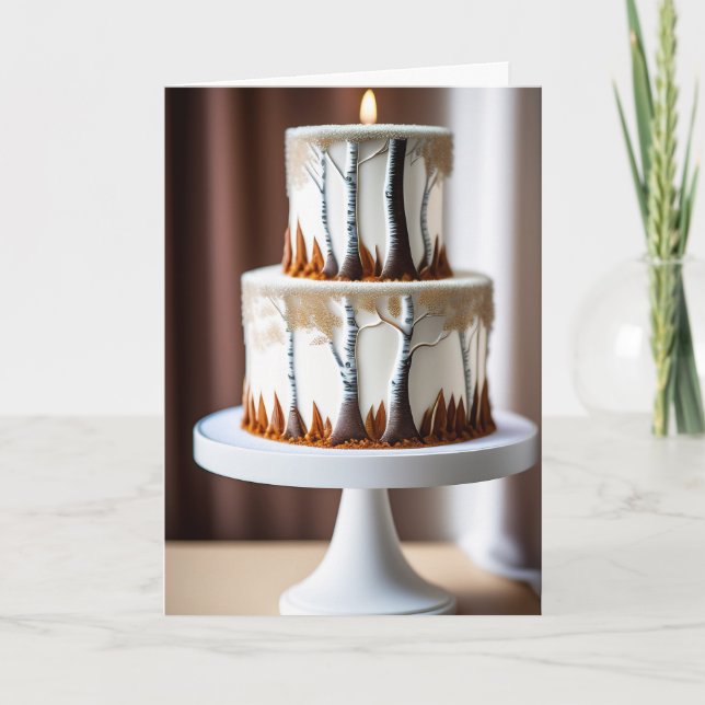 Carte Anniversaire des bouleaux blancs et des jolies car (Devant)