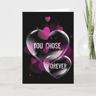 Carte Anniversaire des bulles cardiaques sur le noir