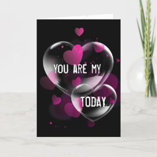 Carte Anniversaire des bulles cardiaques sur le noir
