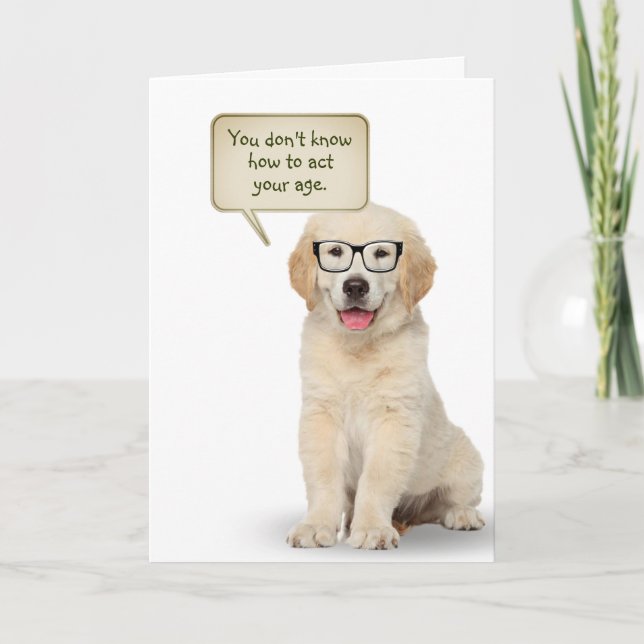 Carte Anniversaire des chiots Golden Retriever (Devant)
