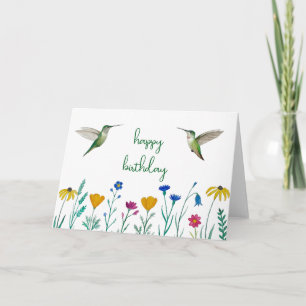Carte Anniversaire des colibris et Fleur sauvage d'Anna